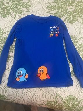 Blue Kids' Long-Sleeve Graphic Tee - Playful Ghost Characters